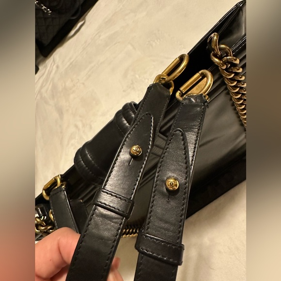 Chanel Calfskin Glazed Black two- way LeBoy Bag with gold/bronze Hardware - Picture 8 of 14
